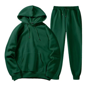 Conjunto de 2 piezas de chándal para hombre, sudadera con capucha y pantalones de chándal con cremallera completa, conjunto de chándal atlético a la moda con bolsillos - Product Image 3