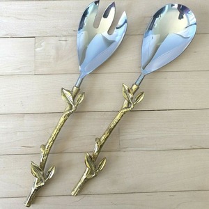 Juego de servidor de ensalada de latón hecho a mano, mango decorativo, utensilios de cocina para comedor, mesa de fiesta, hogar - Product Image 5