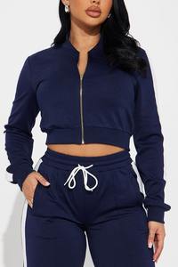 Conjunto Deportivo Casual de Otoño para Mujer, Talla Grande, 2 Piezas, Chaqueta con Capucha y Cremallera, Pantalones Deportivos Holgados de Pierna Recta - Product Image 3