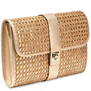 Rattan Leather <b>Bag</b> Cane Webbing Handbag Webbing Rattan Purse Summer Straw Purse Rattan Leather <b>bag</b> Gift <b>for</b> her - Product Image 5