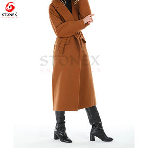 Nouvel arrivage Manteau élégant pour femmes, col à revers, bouton de fermeture, double boutonnage, long manteau pour femme de bureau - Product Image 2