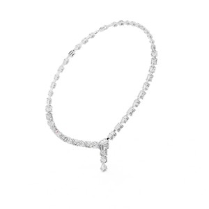 Collar con Colgante de Moissanita de Corte Mixto, Plata de Ley 925, Cadena de Cable Chapada en Rodio, Certificado GRA, Lujoso para Bodas - Product Image 3
