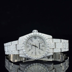 Reloj de Lujo con Diamantes CVD Cultivados en Laboratorio, Movimiento Automático Suizo, Acero Inoxidable, Estilo Hip Hop - Product Image 1