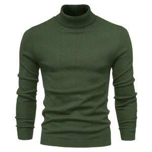 Automne et hiver nouveau pull décontracté de couleur unie pour hommes pull à col roulé pull en tricot décontracté pour hommes - Product Image 4