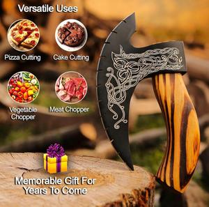 Hot Bán Chất Lượng Cao Tay Giả Mạo Thép Carbon Cao Bánh Pizza Cắt Khắc Viking Rìu Thiết Kế Dễ Dàng Cắt DIY Da Vỏ Bọc - Product Image 1
