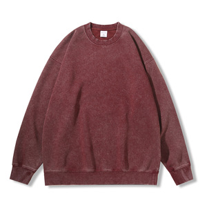 Sudadera de Forro Polar Grueso, Lisa, 100% Algodón, Cuello Redondo, Color Sólido, Lavado Ácido, Estilo Vintage, Invierno, Ecológica, Secado Rápido para Hombre - Product Image 3