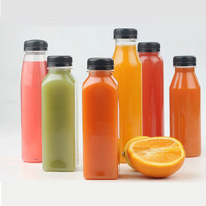 Bouteilles carrées jetables en PET de 16 oz, sans BPA, de qualité alimentaire, pour jus et lait, avec bouchons à vis anti-effraction noirs sérigraphiés et pailles, lot de 12 - Product Image 6