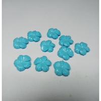 Pierre précieuse synthétique Turquoise Sleeping Beauty, fleur sculptée à la main, 15x15mm, qualité supérieure, jeu de couleurs, 5,25 carats, pierre brute