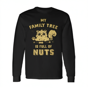 T-shirt vintage à manches longues pour les amoureux des écureuils, motif 'Mon arbre généalogique est plein de noix', produit promotionnel - Product Image 3