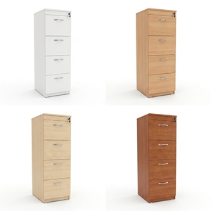 Modern White MDF 4-Drawer File <b>Cabinet</b> <b>Lockable</b> Freestanding Office <b>Storage</b> Home Office Commercial Use Minimalist Design - Product Image 6
