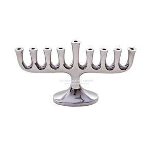 Menorá Judía de Primera Calidad, Candelabro de Metal Navideño, Decoración Hecha a Mano para el Hogar, Fabricante de la India - Product Image 2