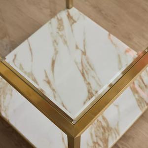 Table d'appoint ronde de luxe à 4 pieds en or avec pieds en acier inoxydable pour meubles de salon - Product Image 2