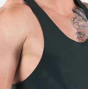 Camiseta sin mangas de corte profundo para hombre, chaleco informal para entrenamiento, ropa de gimnasio, Camiseta deportiva sin mangas sin costuras de talla grande, estilo muscular - Product Image 5