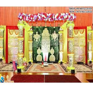 Mandap tallado en oro para boda del sur de la India, especial Kalyana Mandapam para boda del Sur, el mejor lugar de boda, decoración de Mandap dorado - Product Image 1