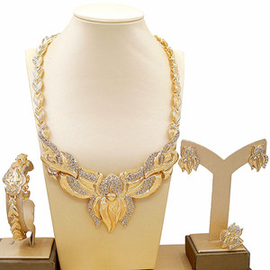 Zhuerrui grandi fiori ti amo <span class=keywords><strong>Xoxo</strong></span> abbraccio e bacio Set di gioielli Dubai matrimonio dorato alla moda collana di lusso Set di gioielli X0095 - Product Image 6