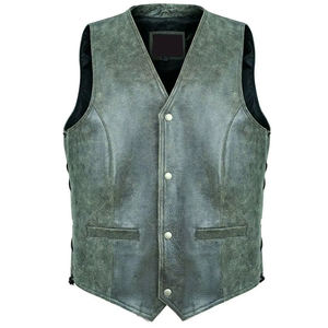 Gilet en cuir vestes moto véritable peau de vache motard fabriqué au Pakistan élégant gilet en cuir respirant pour la vente en ligne - Product Image 1