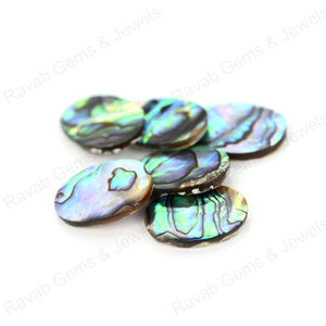 Pierre précieuse en nacre d'ormeau verte naturelle de haute qualité, 12x19 mm, forme ovale plate lisse, pierre précieuse en vrac, fabrication artisanale, or 18 carats, vente en gros de bijoux - Product Image 6