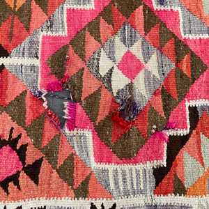 Alfombra Kilim Turca Vintage de 3.2x9.8 pies, Alfombra Persa de Lana Naranja - Product Image 4