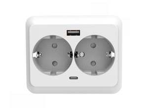 Presa doppia con messa a terra incassata USB+USB-C 16A 250V (F-Bright 2901001) - Product Image 1