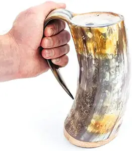 Brandy Wikinger Jak Horn Wasser großer Winkel Griff Trinkhorn Handwerk Kaffee Getränk Cocktail leistungsstark handgefertigt von hs husnaincrafts