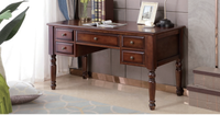 Bureau d'écriture moderne en bois massif avec deux tiroirs de rangement, poignée en laiton de luxe, bureau à domicile, bureau d'étude, mobilier en gros GSK03
