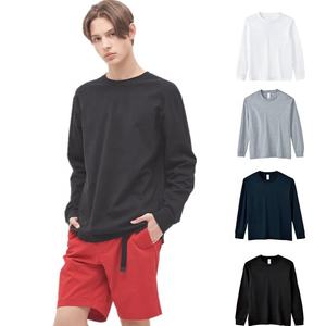 เสื้อยืดคอกลมแขนยาวสำหรับผู้ชายผ้าฝ้าย100% 210 GSM โลโก้ OEM สำหรับผู้ชาย - Product Image 1