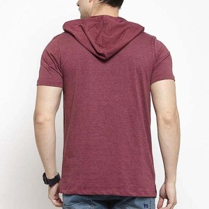 เสื้อยืดแขนสั้นมีฮู้ดผู้ชาย สีพื้น ผ้าฝ้าย สวมใส่สบายๆ ในฤดูร้อน ทรงปกติ ผ้าถัก ระบายอากาศได้ดี - Product Image 6