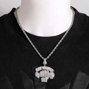 Collar con Colgante de Plata 925 con Diseño de Dinero para Hombre, con Incrustaciones de Moissanita, Estilo Hip Hop, Joyería de Moda, Colgante de Diamante de Moissanita - Product Image 2