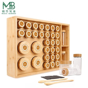 批发高品质竹制立式非折叠厨房调料架，带 32 个储物格，适合现代厨房 - Product Image 1