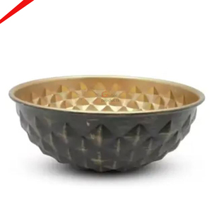 Tazón de servicio azul y dorado de acero inoxidable de metal de alta venta para restaurante y bar de hotel - Product Image 5