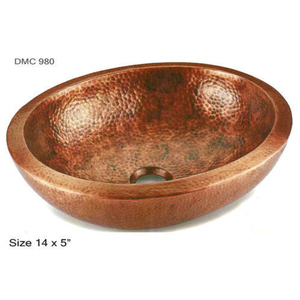 Lavabos de Baño de Metal de Primera Calidad con Acabado Interior Pulido Plateado y Exterior de Cobre con Acabado Antiguo y Textura Martillada - Product Image 5