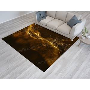 Tapis moderne à motifs imprimés or scintillant noir - Tapis doux de luxe lavable en machine, tapis en chenille - Product Image 4