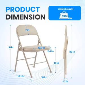 Chaise pliante au design moderne avec rembourrage épais et structure en tube métallique pour extérieur, bureau, conférence, salle à manger, salon - Product Image 3