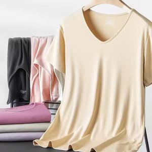 Camiseta de Bambú Premium para Mujer, Delgada, Transpirable, Ecológica, Personalizable, Lisa, de Cuello Redondo, de Manga Corta, Informal, para Verano, de Secado Rápido - Product Image 6