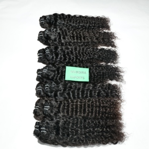 Extensiones de cabello humano virgen sin procesar de la mejor calidad, extensiones de cabello con cutícula alineada, color negro rizado profundo - Product Image 5