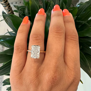 Anillo de Compromiso y Boda de Lujo con Diamante Cultivado en Laboratorio de Corte Radiante de 4 Quilates, Oro de 14K, Certificado IGI, Joyería Fina para Mujer, Pedido al por Mayor - Product Image 1