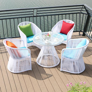 5-mảnh hiện đại thân thiện với môi ngoài trời dây mây đồ nội thất đặt 4 ghế + 1 Bàn cà phê đệm không thấm nước | phòng khách sạn - Product Image 2