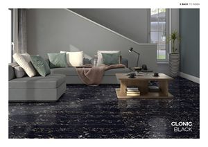 Clonic กระเบื้องพอร์ซเลนสีดำเงางามสูง600x1200มม. ออกแบบกันลื่นสำหรับพื้นภายในแบบยุโรปที่ทันสมัยสำหรับวิลล่าห้องยุโรป - Product Image 3
