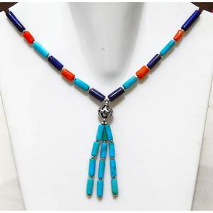 สร้อยคอลูกปัดอัญมณีหลากสีธรรมชาติเงินสเตอริ่ง925ชิ้นทำมือสำหรับ NL0273-GS ของขวัญอัญมณีมุกแท้ - Product Image 1