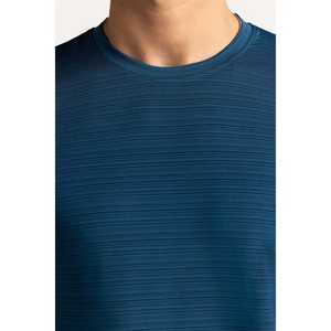 T-shirt en maille texturée bleue 300 GSM 100% polyester coupe classique lourd anti-plis sportif basique décontracté streetwear - Product Image 2