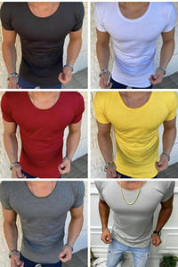 Haute qualité coton Compression hommes t-shirts Gym sport t-shirt entraînement vêtements actifs Muscle Fit Cuustom logo palangre fond incurvé - Product Image 5