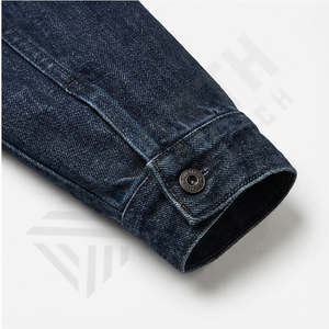Veste en jean bleu foncé pour homme, classique, décontractée, boutonnée, vêtement d'extérieur élégant, streetwear, coupe ajustée, durable, rétro, vêtement de travail - Product Image 6