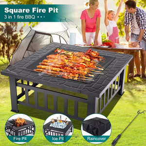 Portable Metal Barbecue Tools Garden Patio Folding BBQ Oven Charcoal Barbeque <b>Grill</b> for Burning Wood - Product Image 3