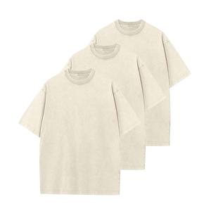 T-shirt surdimensionné lourd délavé à l'acide pour hommes T-shirts simples personnalisés à la mode en gros - Product Image 3