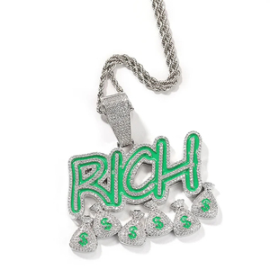 Moissanite Colgante de gran tamaño Uso diario Hip-hop Charm Colgante 10K Oro blanco Full Iced Out Lujoso Colgante de letra - Product Image 3
