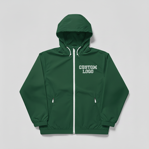 Chaqueta Cortavientos Larga Vintage Personalizada con Capucha, Logotipo Bordado Personalizado, Impermeable, Manga Murciélago, Diseño 2025 para Equipos - Product Image 1