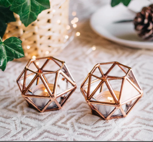 Geometric Glass Tealight Candle Holder Wholesale Colorful Frosted Amber Black Clear <b>Valentine</b> Print Handmade Silk Metal Cylinde - Product Image 2