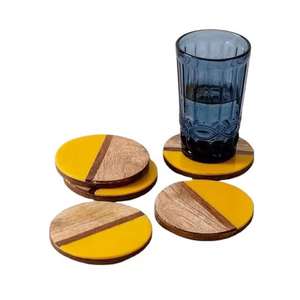 Posavasos de resina y madera de mango liso carbonizado grueso personalizado para el hogar de alta calidad epoxi redondo cuadrado de alta calidad - Product Image 1