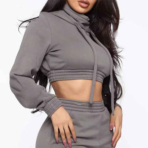 Chándal de algodón orgánico para mujer de invierno Logo bordado Sudadera con capucha de gran tamaño Jogger Sweat Suit Plus Size Solid Set - Product Image 5
