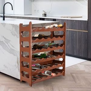 Porta vino modulare in plastica da 36 bottiglie 60x24x84 cm ripiano impilabile per vino acqua Champagne-portavino Premium - Product Image 3